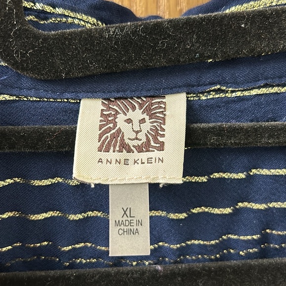 Anne Klein Navy Blue/Gold Shirt - Picture 3 of 4